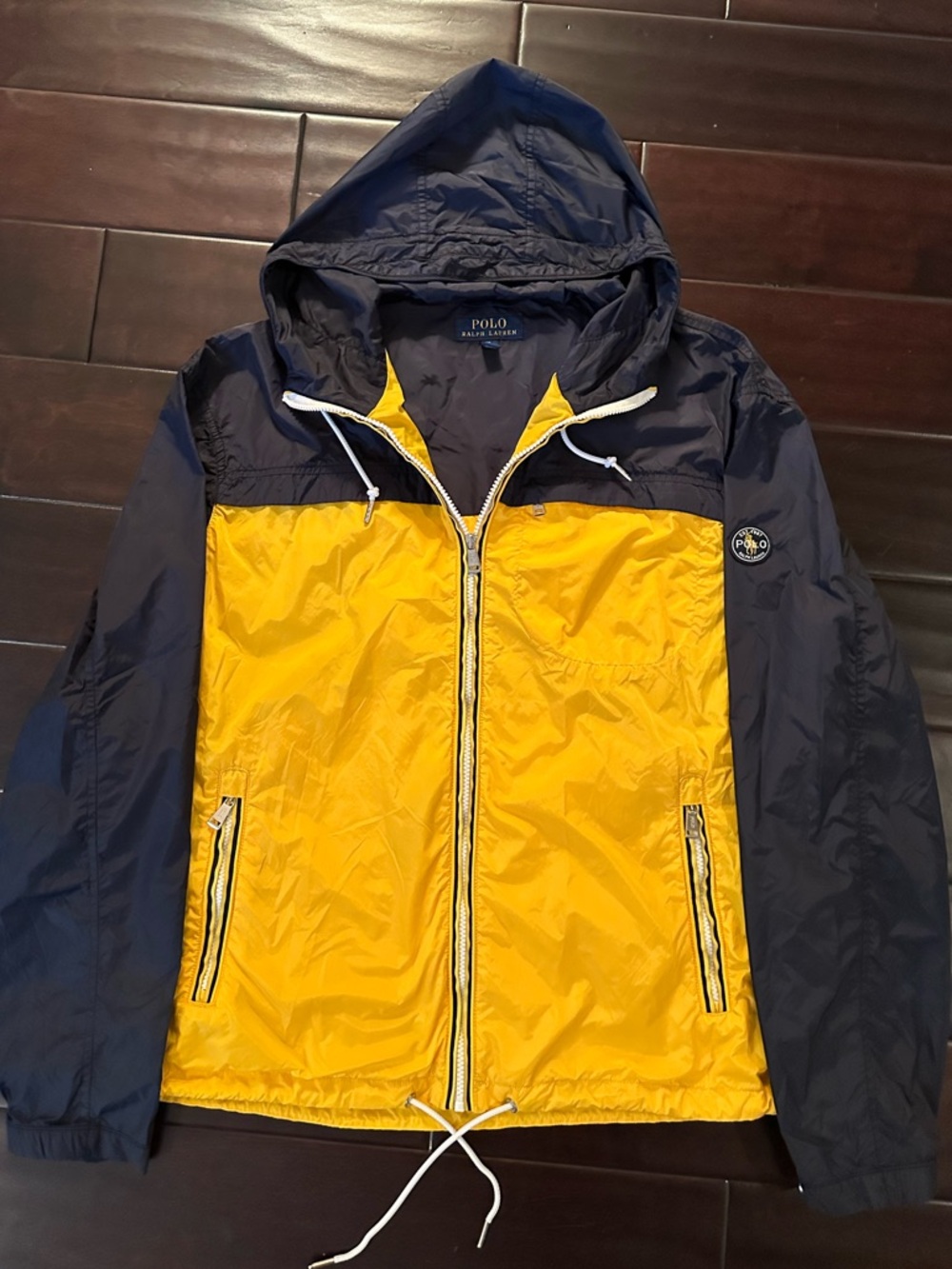 Polo by Ralph Lauren Yellow and Navy Hooded Windbreaker